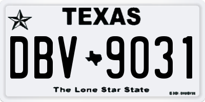 TX license plate DBV9031