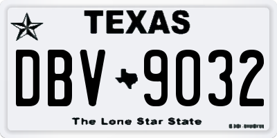 TX license plate DBV9032