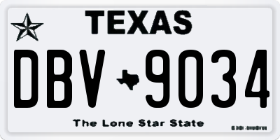 TX license plate DBV9034