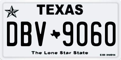 TX license plate DBV9060