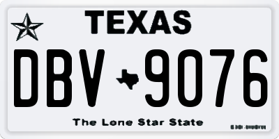 TX license plate DBV9076