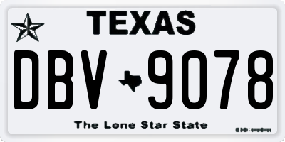 TX license plate DBV9078