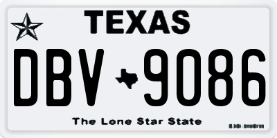 TX license plate DBV9086
