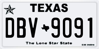 TX license plate DBV9091