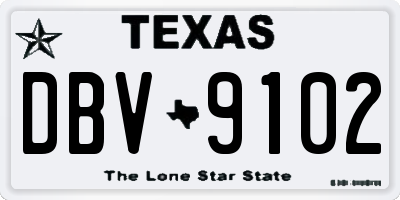 TX license plate DBV9102