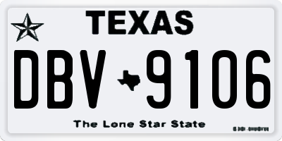 TX license plate DBV9106