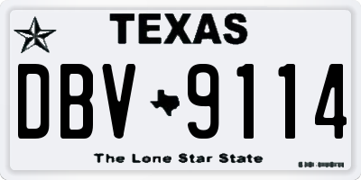 TX license plate DBV9114