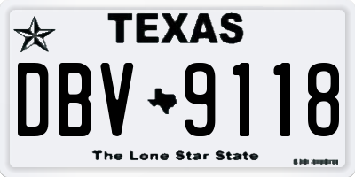 TX license plate DBV9118
