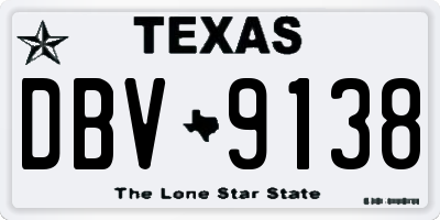 TX license plate DBV9138