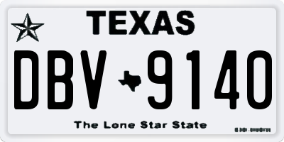 TX license plate DBV9140