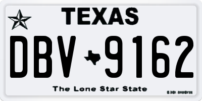 TX license plate DBV9162