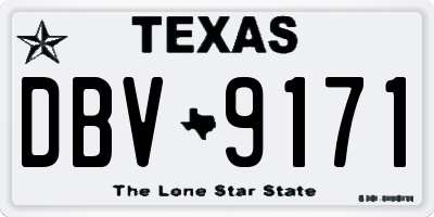 TX license plate DBV9171