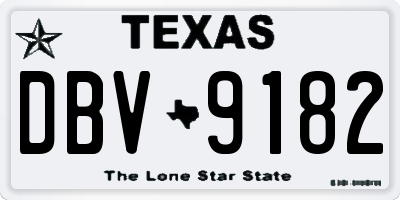 TX license plate DBV9182
