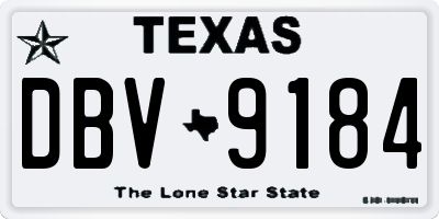 TX license plate DBV9184
