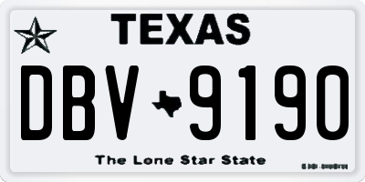 TX license plate DBV9190