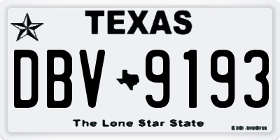 TX license plate DBV9193