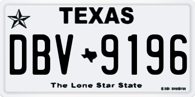 TX license plate DBV9196