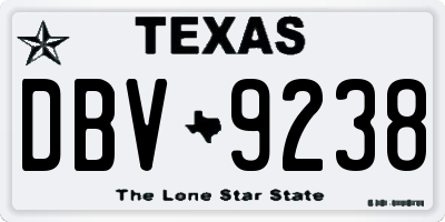 TX license plate DBV9238