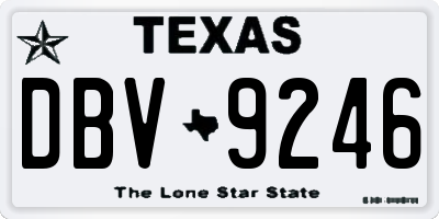 TX license plate DBV9246