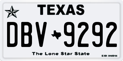 TX license plate DBV9292