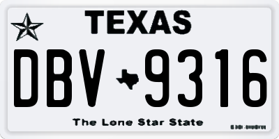 TX license plate DBV9316
