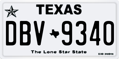 TX license plate DBV9340