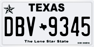 TX license plate DBV9345