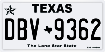 TX license plate DBV9362