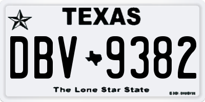 TX license plate DBV9382