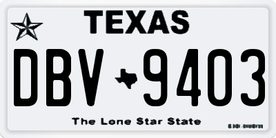 TX license plate DBV9403