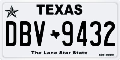 TX license plate DBV9432
