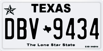 TX license plate DBV9434