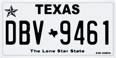 TX license plate DBV9461