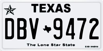 TX license plate DBV9472