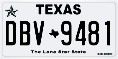 TX license plate DBV9481