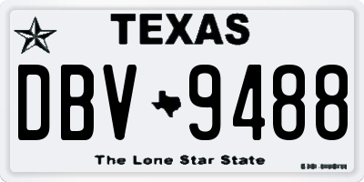 TX license plate DBV9488