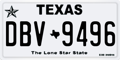 TX license plate DBV9496