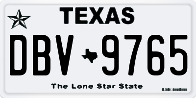 TX license plate DBV9765