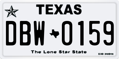 TX license plate DBW0159