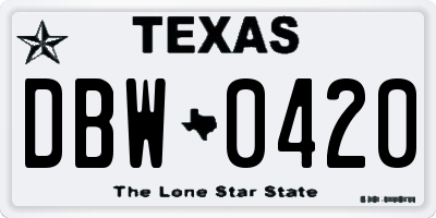TX license plate DBW0420