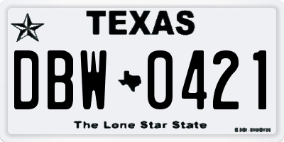 TX license plate DBW0421