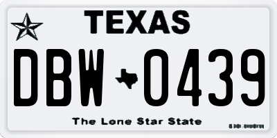 TX license plate DBW0439