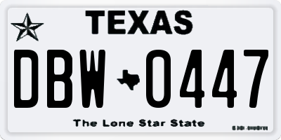 TX license plate DBW0447