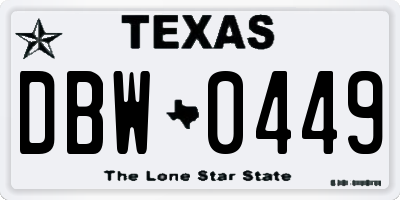 TX license plate DBW0449