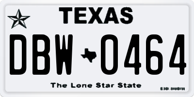 TX license plate DBW0464