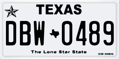 TX license plate DBW0489