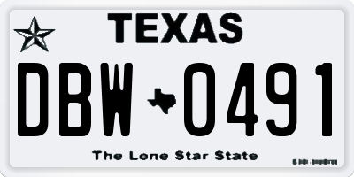 TX license plate DBW0491