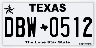 TX license plate DBW0512
