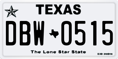 TX license plate DBW0515