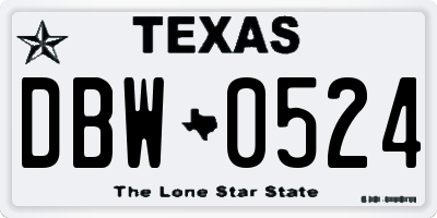 TX license plate DBW0524